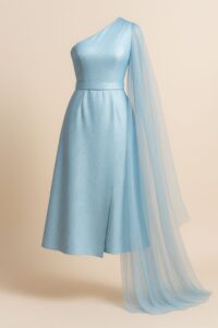Vestido Elegância Celeste em Azul Serenity