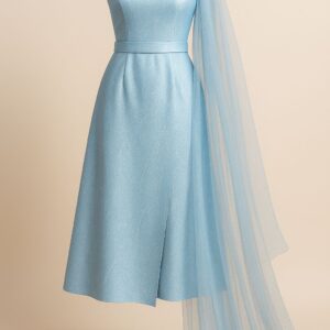 Vestido Elegância Celeste em Azul Serenity