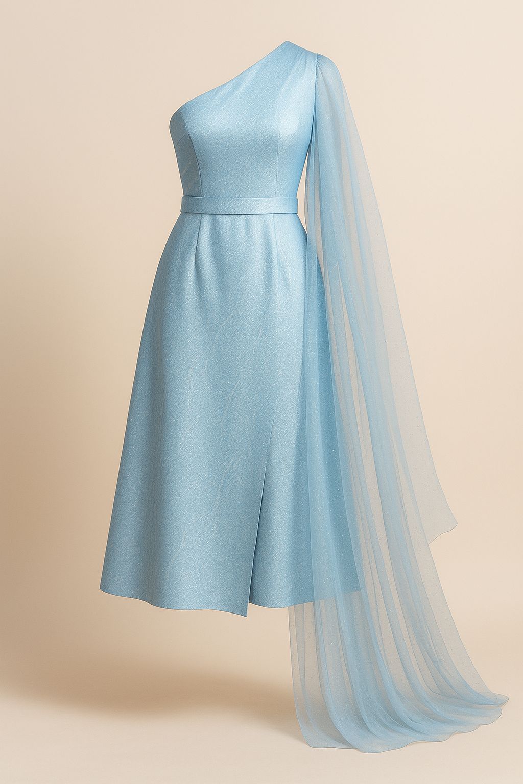Vestido Elegância Celeste em Azul Serenity