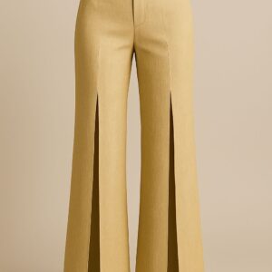 Calça de Alfaiataria Feminina com Fendas Frontais Mostada